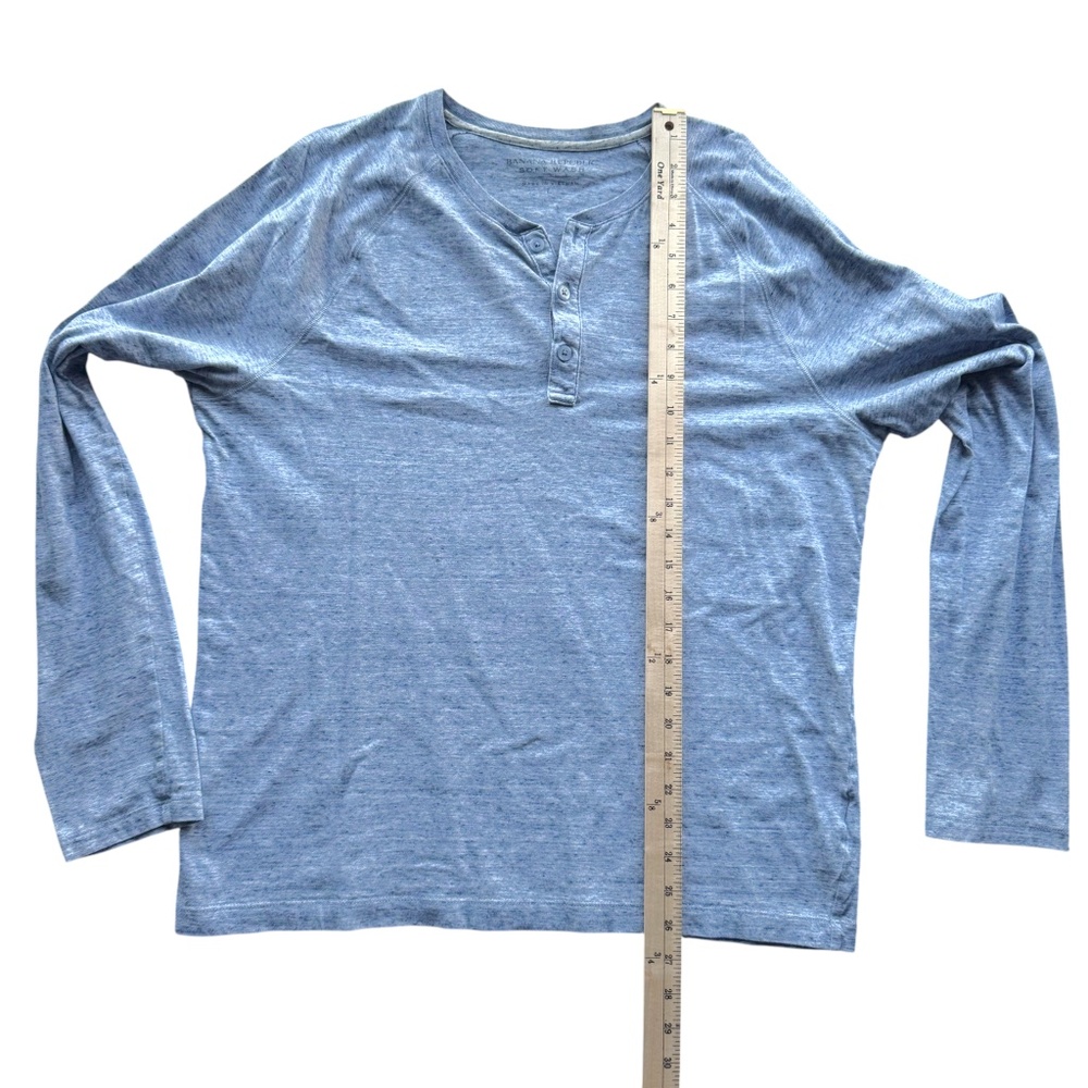BANANA REPUBLIC Blue Soft Wash Long Sleeve Henley – Size L - Picture 2 of 5